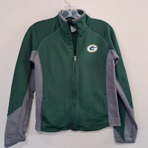 NFL Green Bay Packers Team Apparel Green Grey Track Jacket full zip Medium